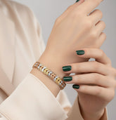 Elegant Tricolor Bracelet – Sterling Silver Gold Rose Gold Mixed Tones