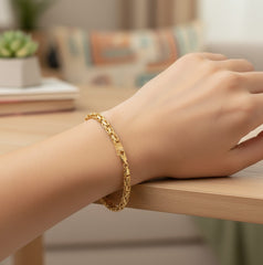 Solid 14K Gold Byzantine Bracelet – Luxury Bali Chain Jewelry Gift for Men & Women