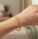 Solid 14K Gold Byzantine Bracelet – Luxury Bali Chain Jewelry Gift for Men & Women