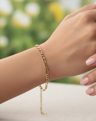 Real 14K Gold Figaro Chain Bracelet 4 mm – Solid Gold Jewelry for Men & Women