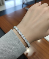 Sterling Silver CZ Tennis Bracelet – Dainty 925 Silver Jewelry Gift for Her for everyday