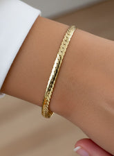 Real 14K Gold Flat Herringbone Bracelet 3.85 mm – Elegant Minimalist Jewelry Gift