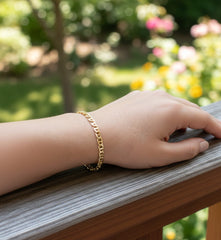 Unisex 14K Solid Gold Cuban Bracelet 4.4 mm – Minimalist Luxury Chain Jewelry