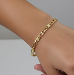 Solid 14K Gold Figaro Link Bracelet 4 mm – Real Gold Italian Chain for Men & Women, Everyday Luxury Jewelry