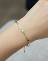 Round Stone 925 Sterling Silver Shine Bracelet – Minimalist Elegant Jewelry for Women