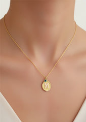 Real 14K Gold Initial Necklace with Evil Eye – Handmade Lucky Charm Jewelry
