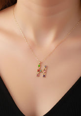 Real 14K Gold Large Initial Necklace – Statement Letter Pendant for Women