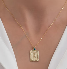 Solid 14K Gold Letters Necklace – Custom Initial Pendant Jewelry Gift