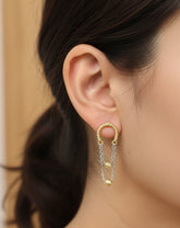 Dual Color Silver Chain Earrings – Handmade 925 Sterling Silver Dangle Earrings, Women's Gift