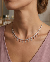 Drop Stone 2 mm Tennis Chain Necklace, Cubic Zirconia Tennis Choker Necklace