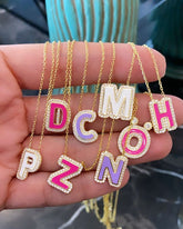Colorful Enamel Silver Letter Necklace