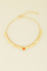 Squamous Colored Stone Silver Anklet