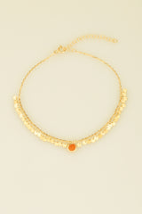 Squamous Colored Stone Silver Anklet