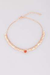 خلخال فضي من الحجر الملون الحرشفي