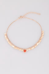 Squamous Colored Stone Silver Anklet