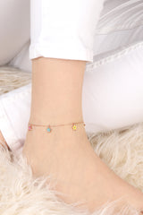 Sterling Silver Enameled Star Anklet