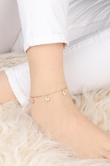 Silver Anklet with Butterfly Design White Zircon Stone