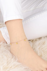 Yellow Enameled Star Silver Anklet