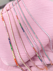 1,5 mm Pink Stone Silver Tennis Anklet