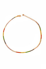 1,5 mm Colored Stone Silver Tennis Anklet