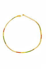 1,5 mm Colored Stone Silver Tennis Anklet