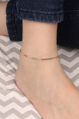 1,5 mm Colored Stone Silver Tennis Anklet