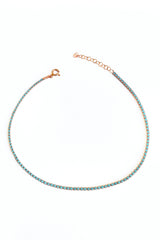 1,5 mm Turquoise Stone Silver Tennis Anklet