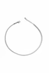 1,5 mm White Stone Silver Tennis Anklet