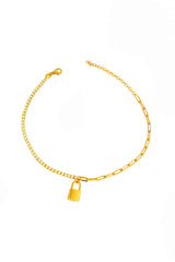 Half Tennis Half Cuban Chain Lock Silver Anklet, Simple Anklet•tennis anklet•clear stones