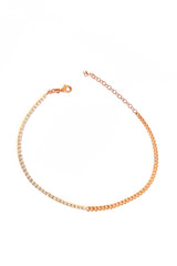 Half Tennis Half Italian Chain Lock Silver Anklet