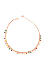 Colored Triangle Stone Silver Anklet