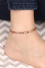 Colored Triangle Stone Silver Anklet