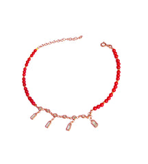Coral Stone Dangle Silver Anklet