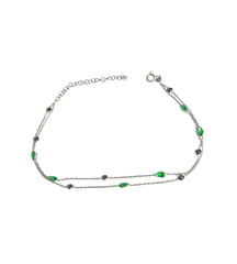 Two Row Colorful Stone Silver Anklet
