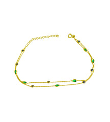 Two Row Colorful Stone Silver Anklet