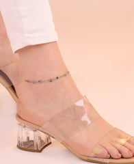 Two Row Colorful Stone Silver Anklet