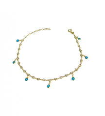 Dangling Evil Eye Bead Silver Anklet