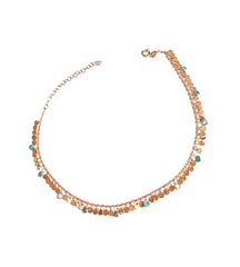 Dangling Turquoise Stone Sequin Silver Anklet