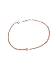 Cuban Link Chain Single Stone Silver Anklet