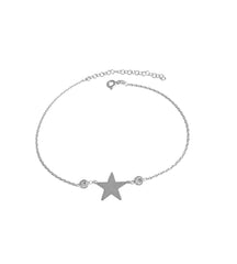Big Plate Star and Stone Silver Anklet