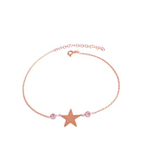 Big Plate Star and Stone Silver Anklet