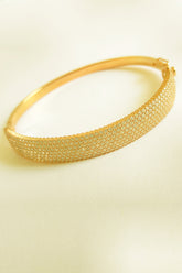 Thick Silver Bracelet With White Stone