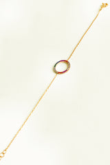 Colorful Stone Round Silver Bracelet