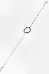 Colorful Stone Round Silver Bracelet
