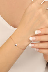 سوار فضي كلاسيكي مرصع بخرز عين الشر