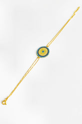 Big Evil Eye Bead Silver Bracelet