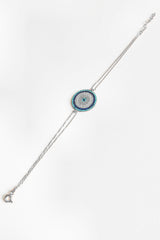 سوار فضي مع خرز عين الشر الكبيرة