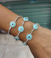 Delicate Evil Eye Charm Bracelet – Good Luck Jewelry Gift - 925 Sterling Silver Evil Eye Bracelet – Blue Nazar Charm Gift