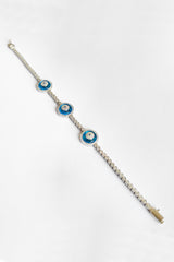 Evil Eye Charm Bracelet – Dainty Protection Jewelry for Women- 925 Sterling Silver Evil Eye Bracelet – Blue Nazar Charm Gift