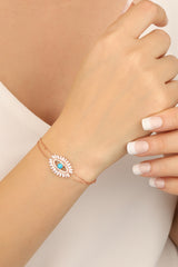 Baguette Stone Eye Silver Bracelet